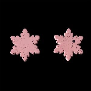 Pink Snowflake with Black Speckles Stud Earrings